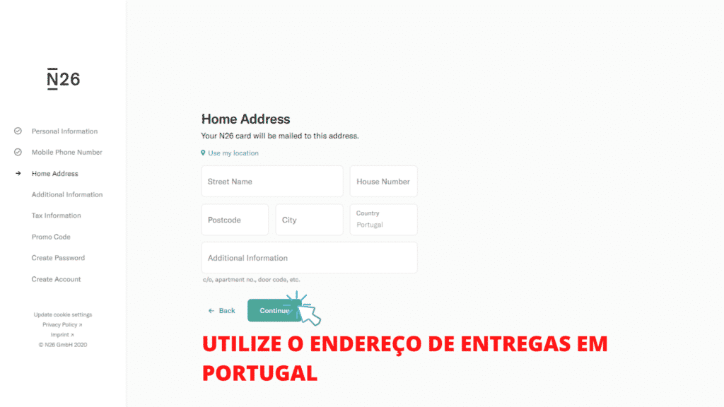 tela mostrando o passo 5 de como abrir conta no banco n26 portugal