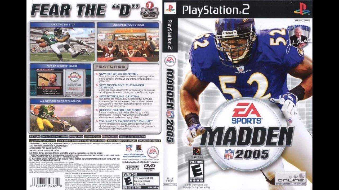 15. Madden NFL 2005 - Box Art do jogo para Playstation 2