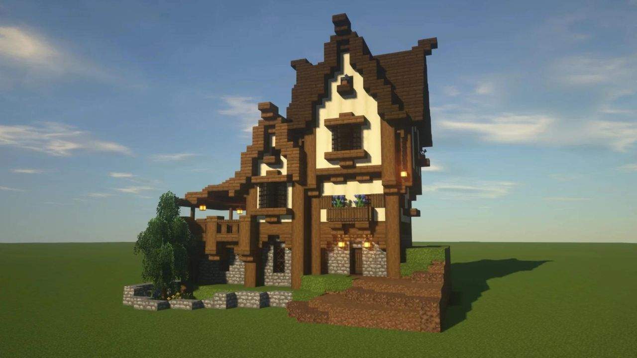 27. As casas medievais Minecraft proporcionam Relacionamento com o Ambiente