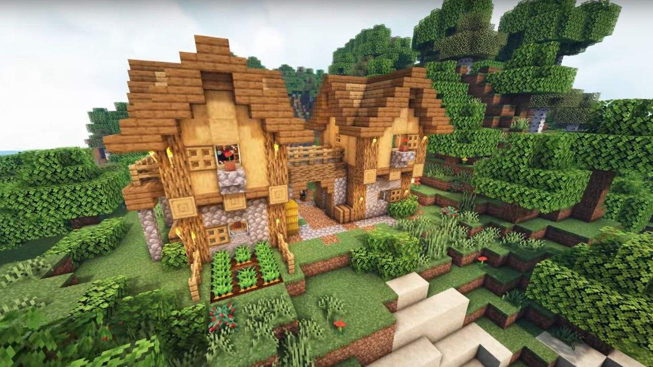 29. As casas medievais Minecraft proporcionam Exibição Criativa