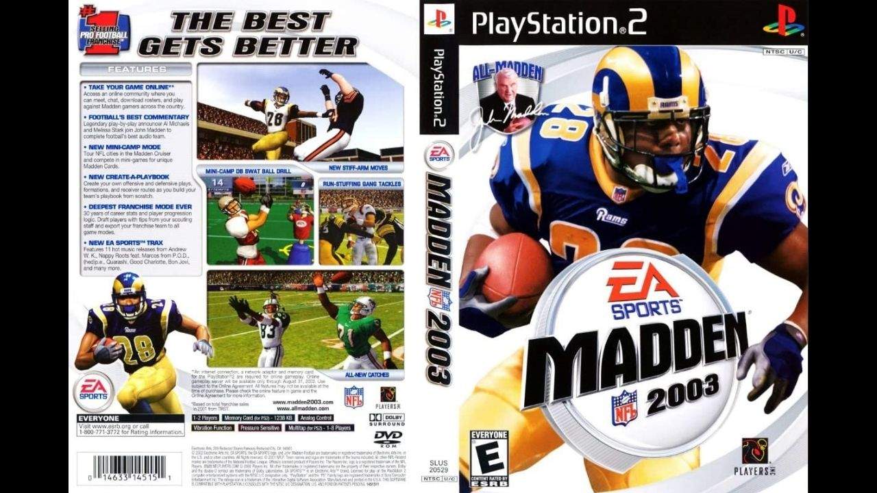 29. Madden NFL 2003 - Box Art do jogo para Playstation 2