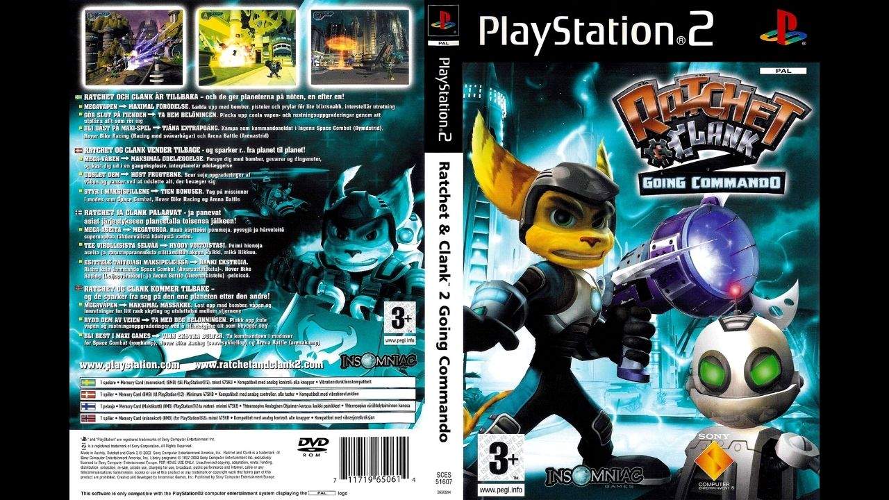 33. Ratchet & Clank_ Going Commando - Box Art do jogo para Playstation 2