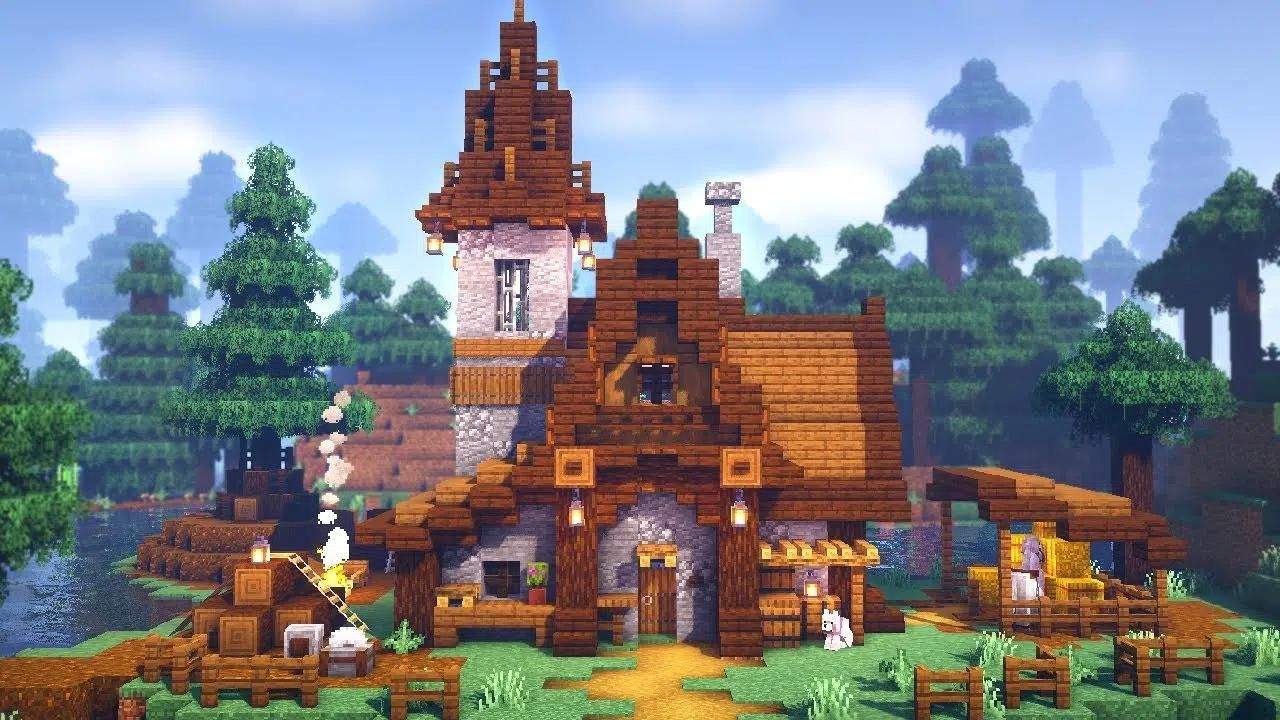 34. As casas medievais Minecraft proporcionam Aventuras Role-Playing