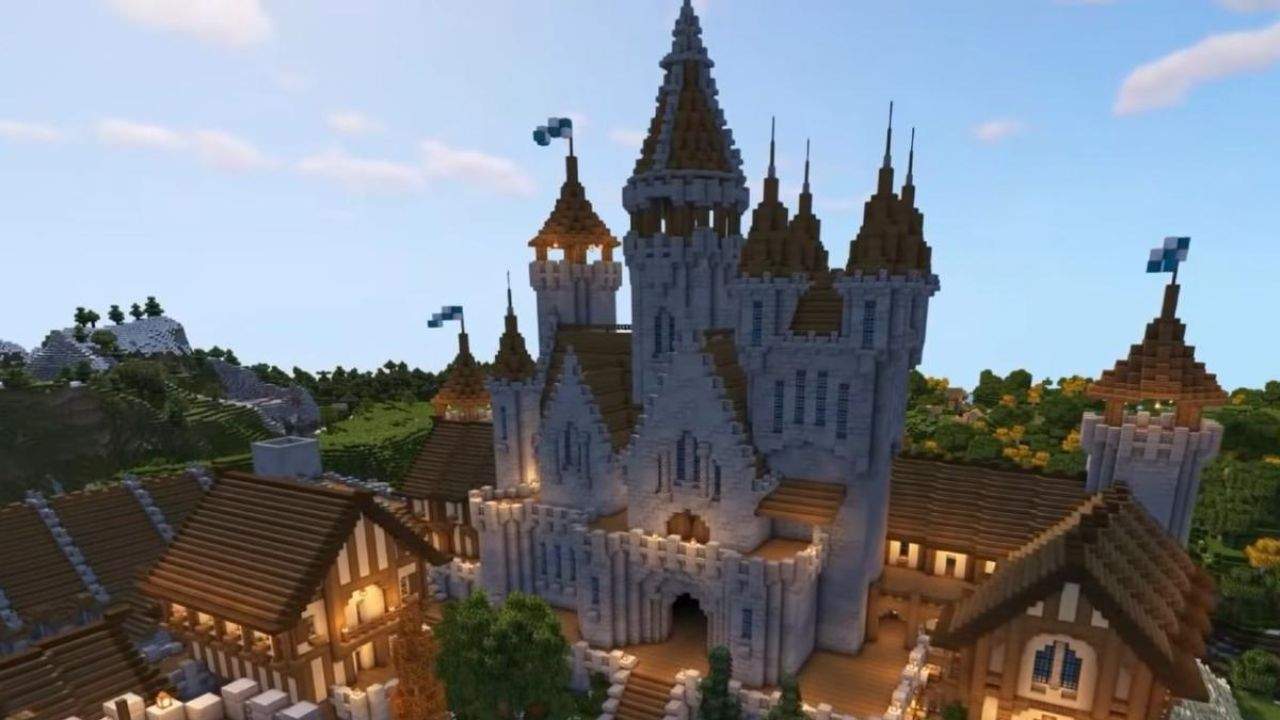 35. As casas medievais Minecraft proporcionam Integração em Temas Maiores