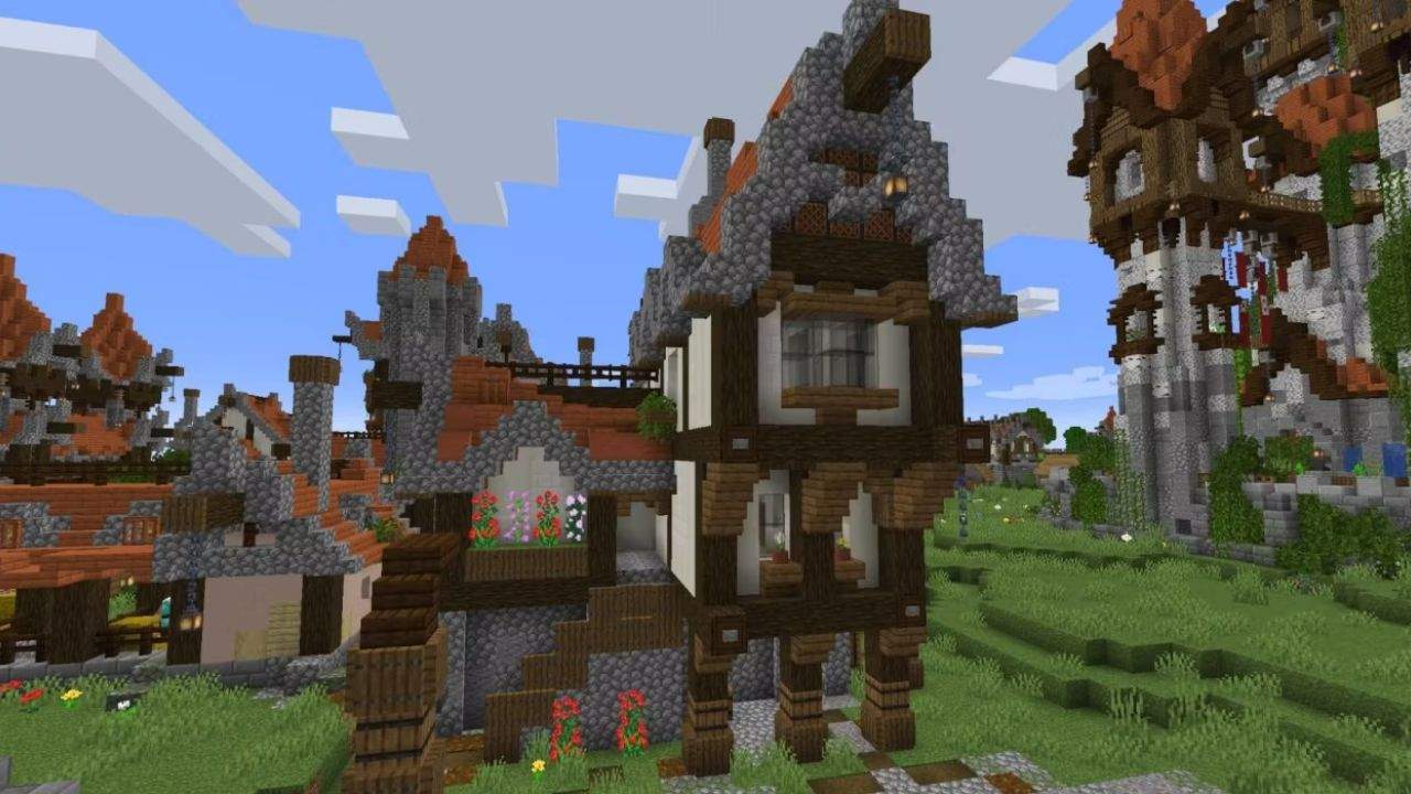 41. As casas medievais Minecraft proporcionam Design Modular