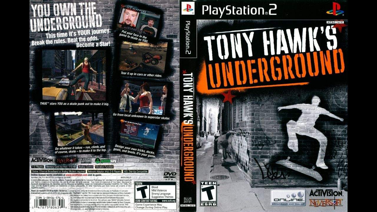 49. Tony Hawk's Underground - Box Art do jogo para Playstation 2