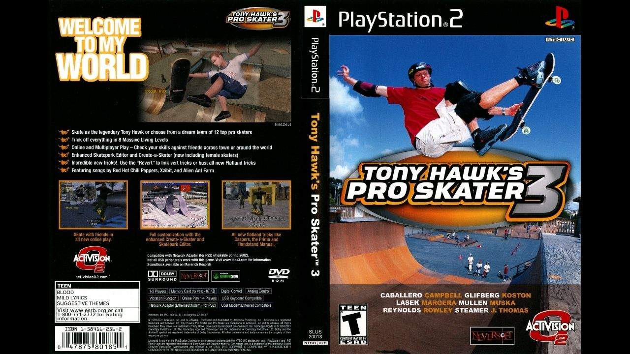 50. Tony Hawk's Pro Skater 3 - Box Art do jogo para Playstation 2