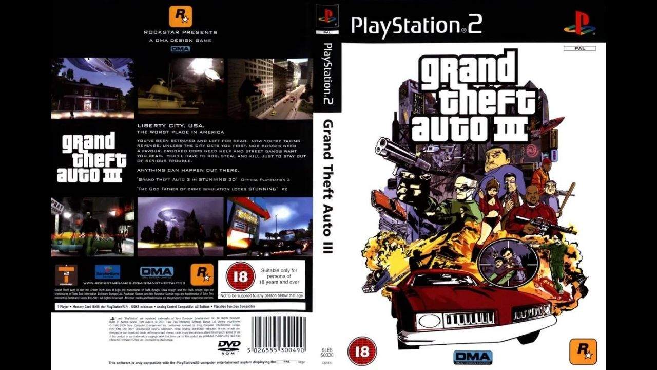 6. Grand Theft Auto III - Box Art do jogo para Playstation 2