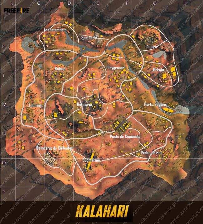 Mapa Kalahari uma jornada no deserto Alta Resolução