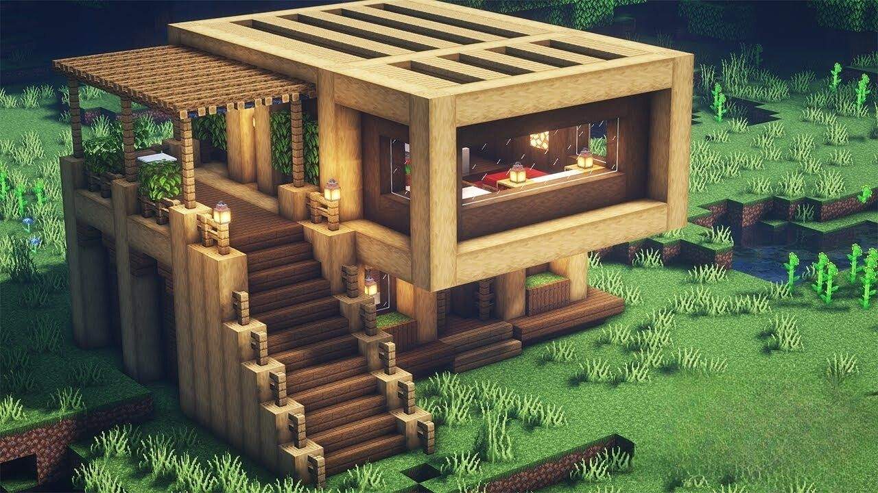 44. Casas no Minecraft proporcionam Base para criação de áreas de exibição de arte em blocos