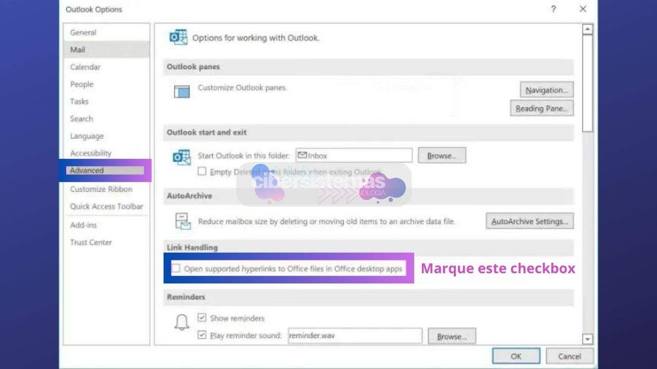 1. Ajustando as configurações do Outlook