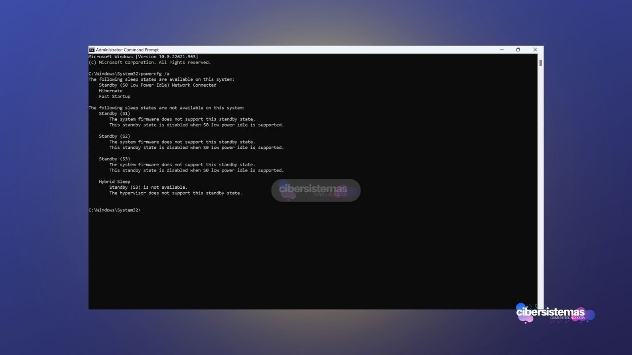 7. Desative o modo de espera moderno do sistema operacional