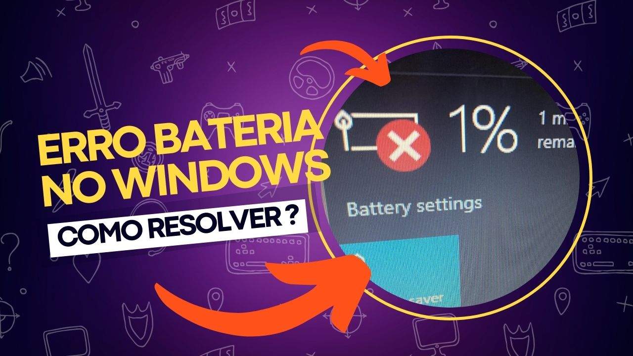 X vermelho no ícone de bateria no Windows_ como corrigir