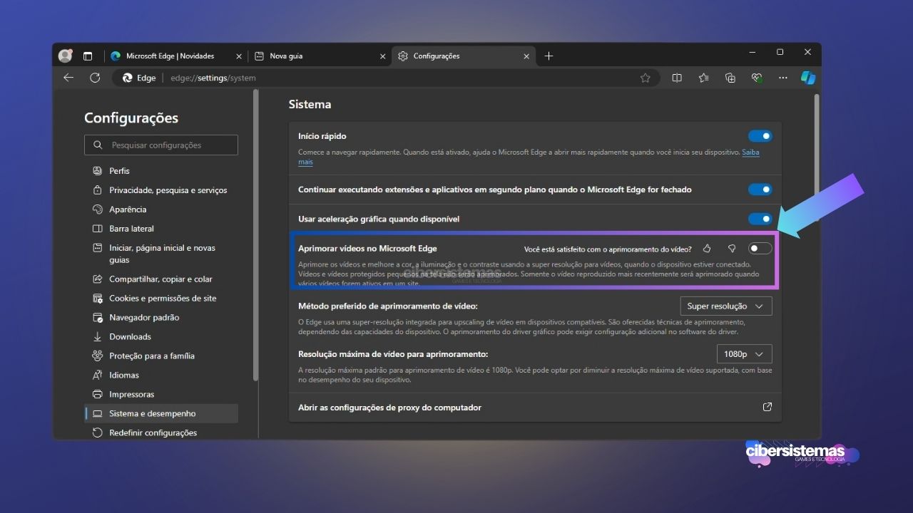 4. Como desativar o aprimoramento de vídeo no Edge