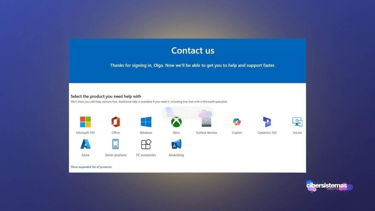 5. Entre em contato com o Suporte da Microsoft