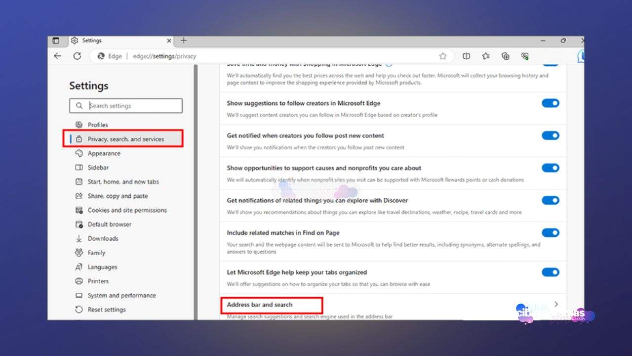 Como desativar as sugestões de pesquisa na barra de endereços do Microsoft Edge