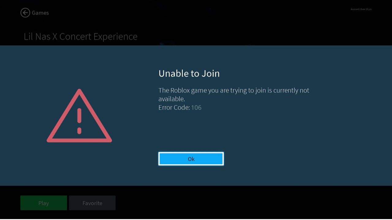 Código de erro 106 do Roblox