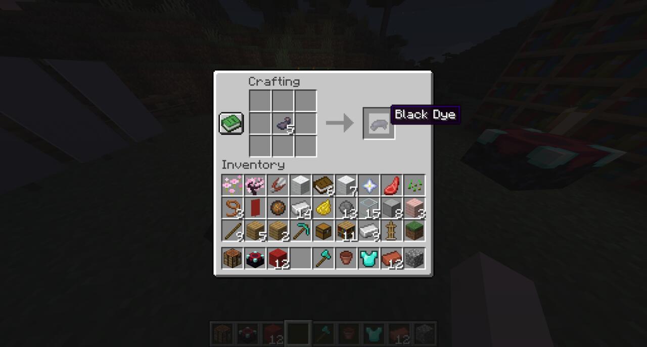 A receita de elaboração de tinta preta no Minecraft