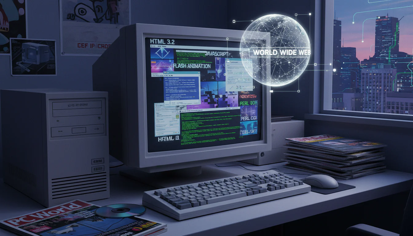 Programação em 1997: Tecnologias, Tendências e o Futuro da Web