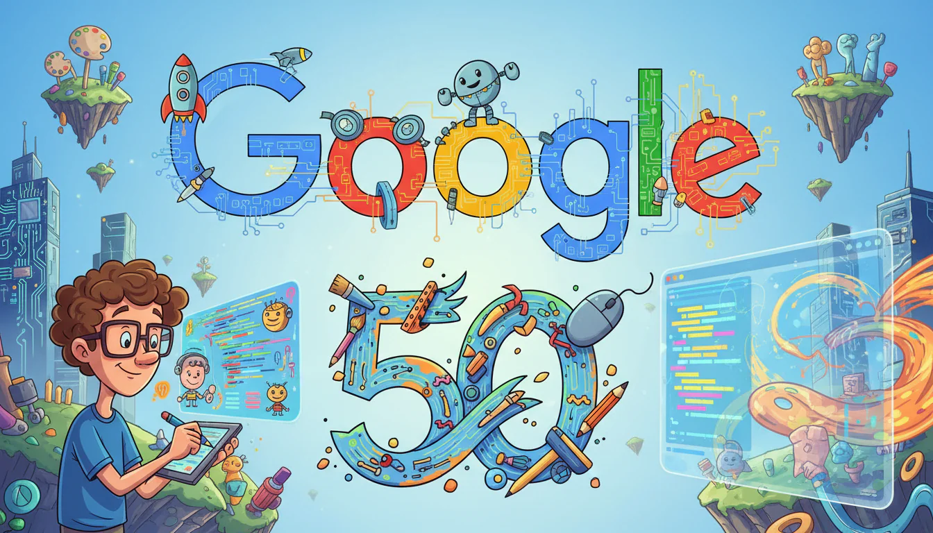 Doodle Programação: 50 Anos de Criatividade e Código! Doodle Programação: 50 Anos de Criatividade e Código!