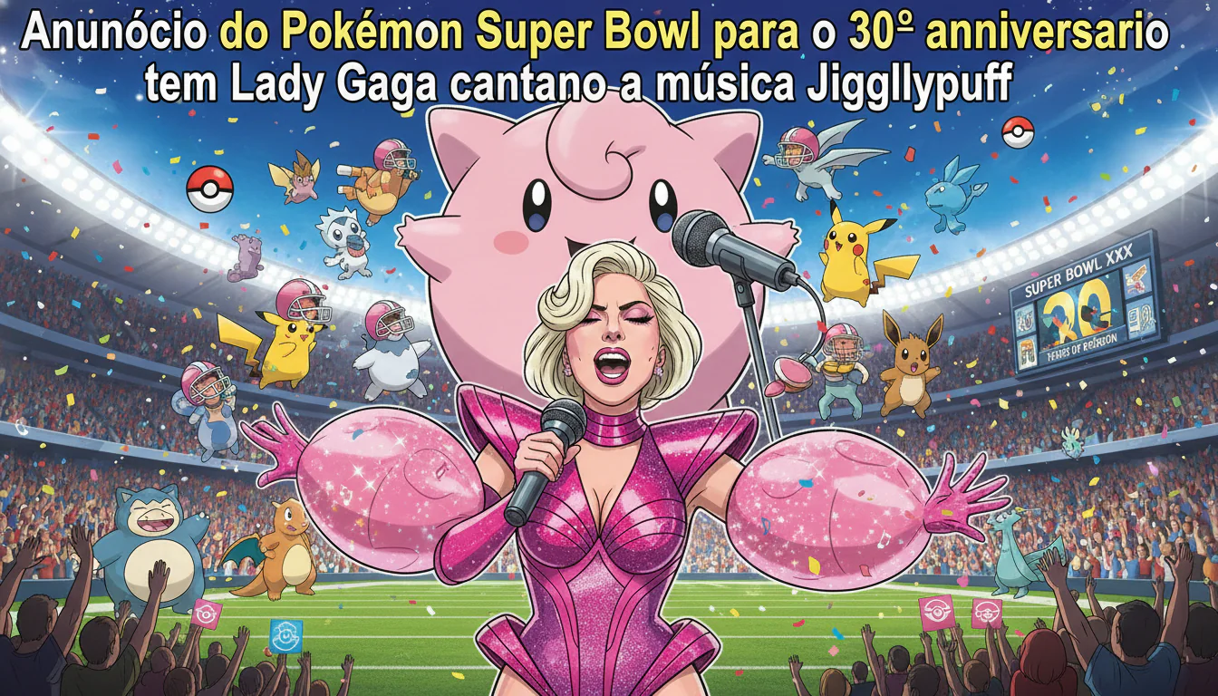 Anúncio do Pokémon Super Bowl para o 30º aniversário tem Lady Gaga cantando a música Jigglypuff