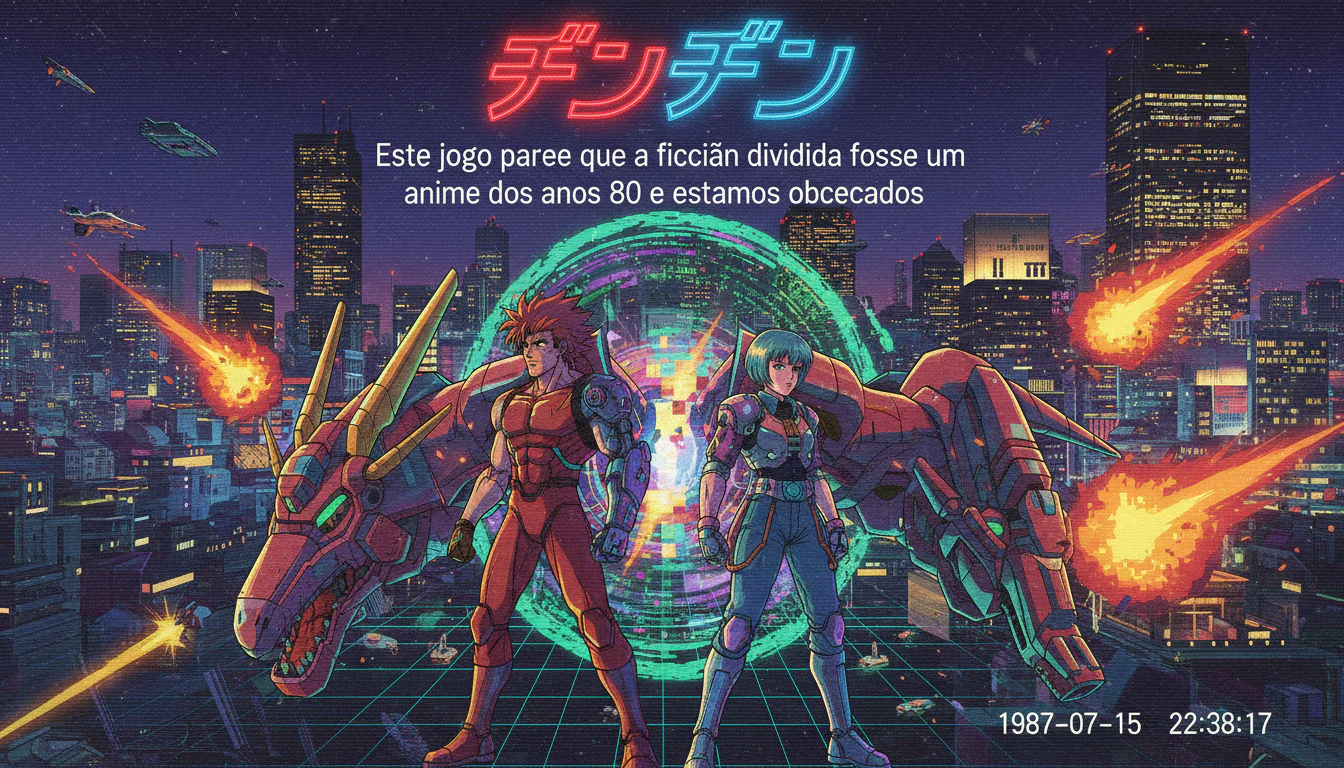 Este jogo parece que a ficção dividida fosse um anime dos anos 80 e estamos obcecados