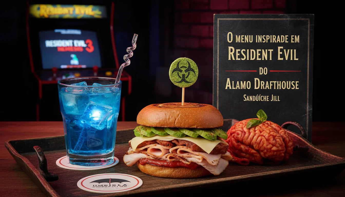 O menu inspirado em Resident Evil do Alamo Drafthouse inclui um sanduíche Jill